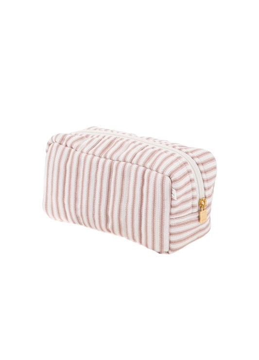 Pouch XS Square mw - Ticking stripe Dusty Pink