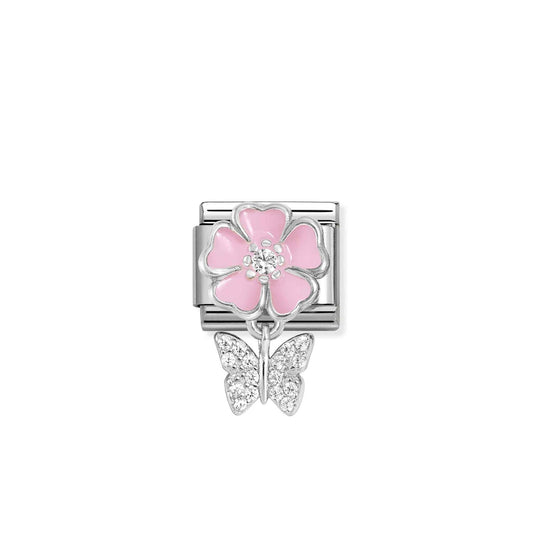 LINK, PINK FLOWER, BUTTERFLY PENDANT