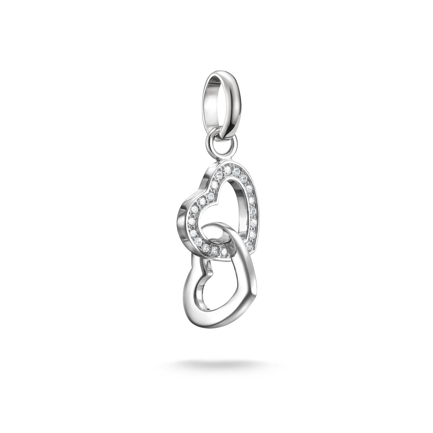 Charm Pendant Intertwined Hearts Connect Silver
