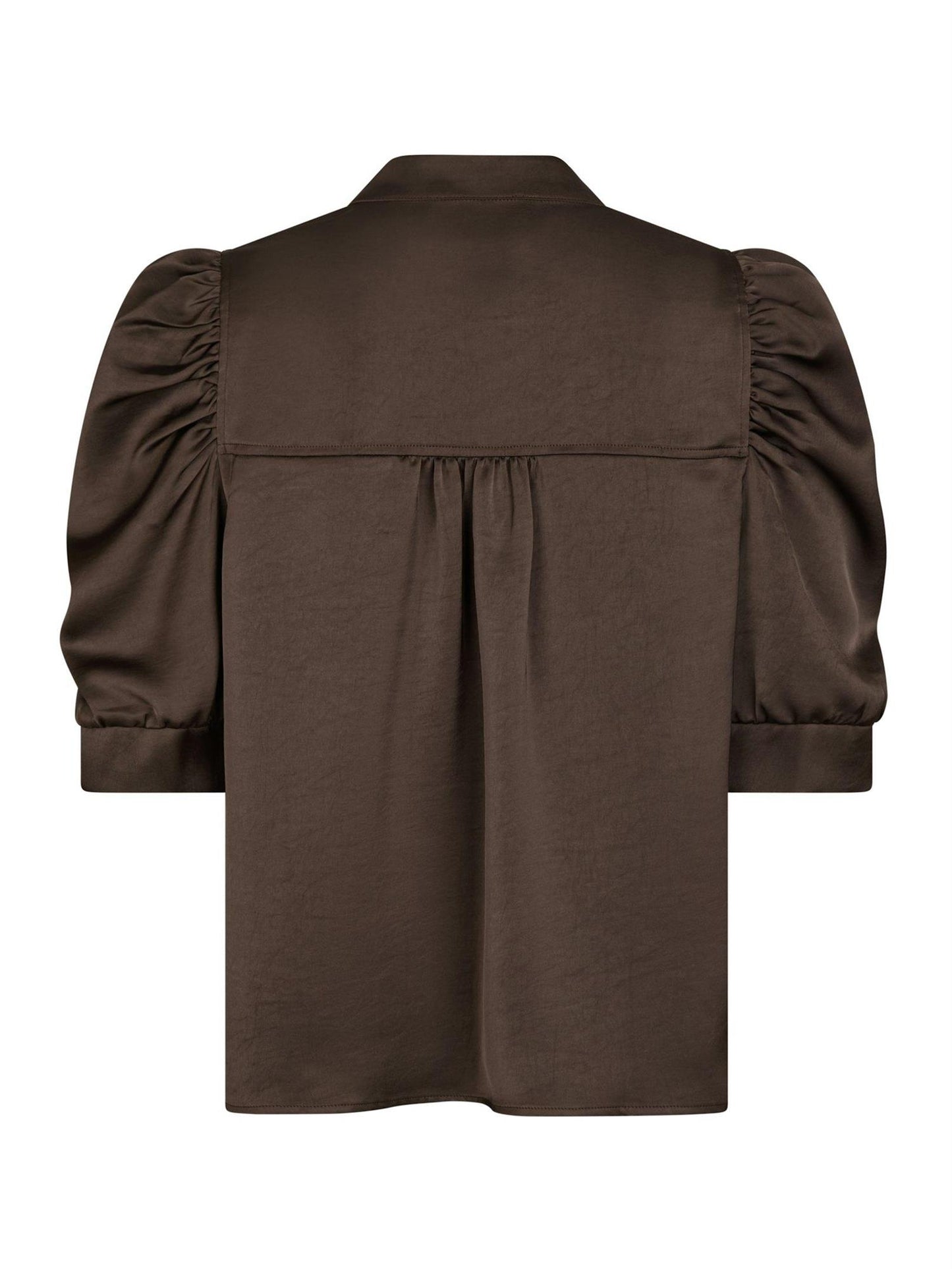 Roella Heavy Sateen Blouse - Dark brown