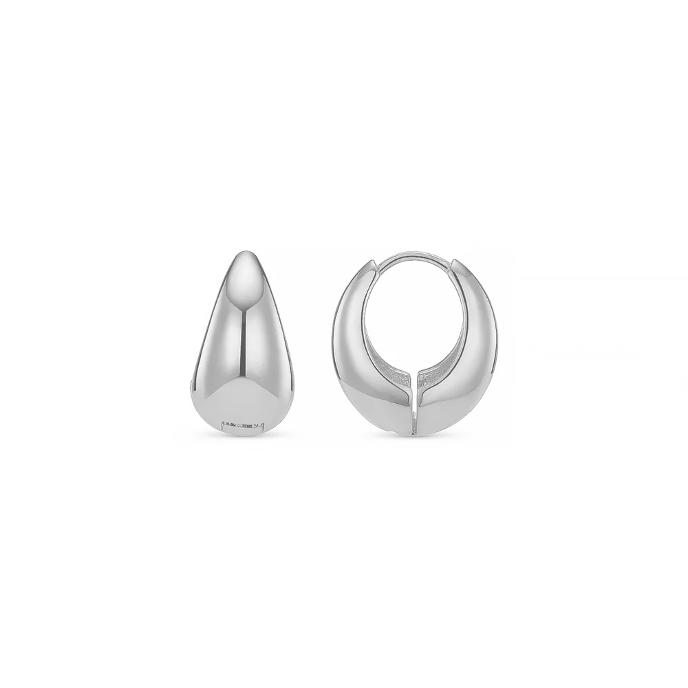 Polished Domed Taper Silver Hoops