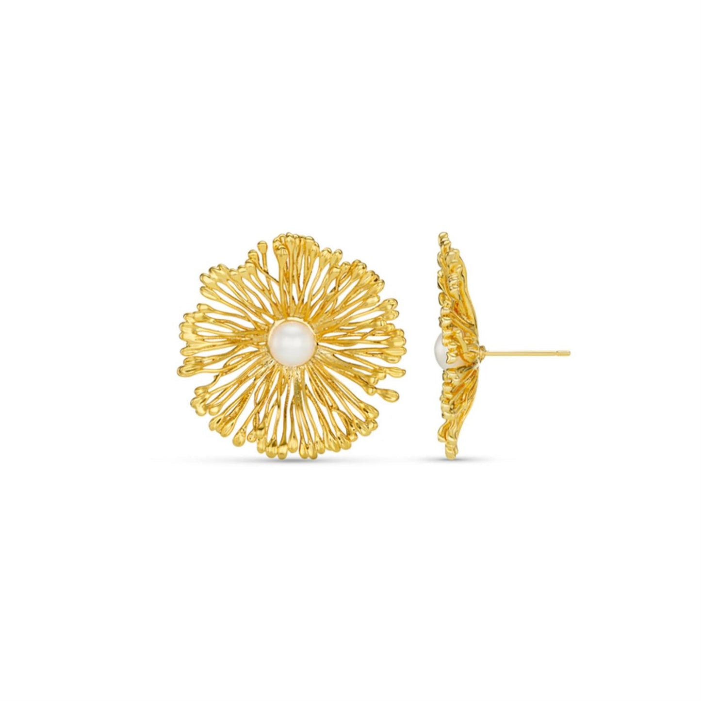 Statement Flower & Pearl Stud Earrings