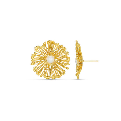 Statement Flower & Pearl Stud Earrings