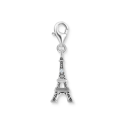 Silver Charm Pendant With Eiffel Tower and White Zirconia