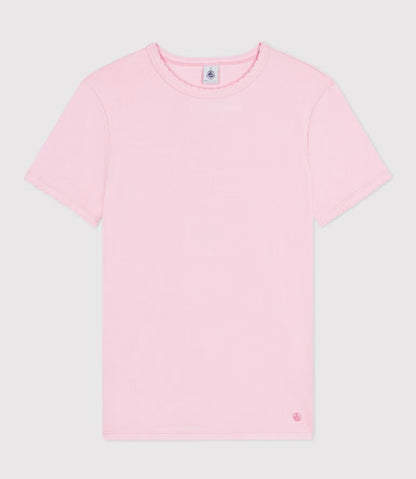 Tee-Shirt Pointelle Round Neck - Bubblegum Pink