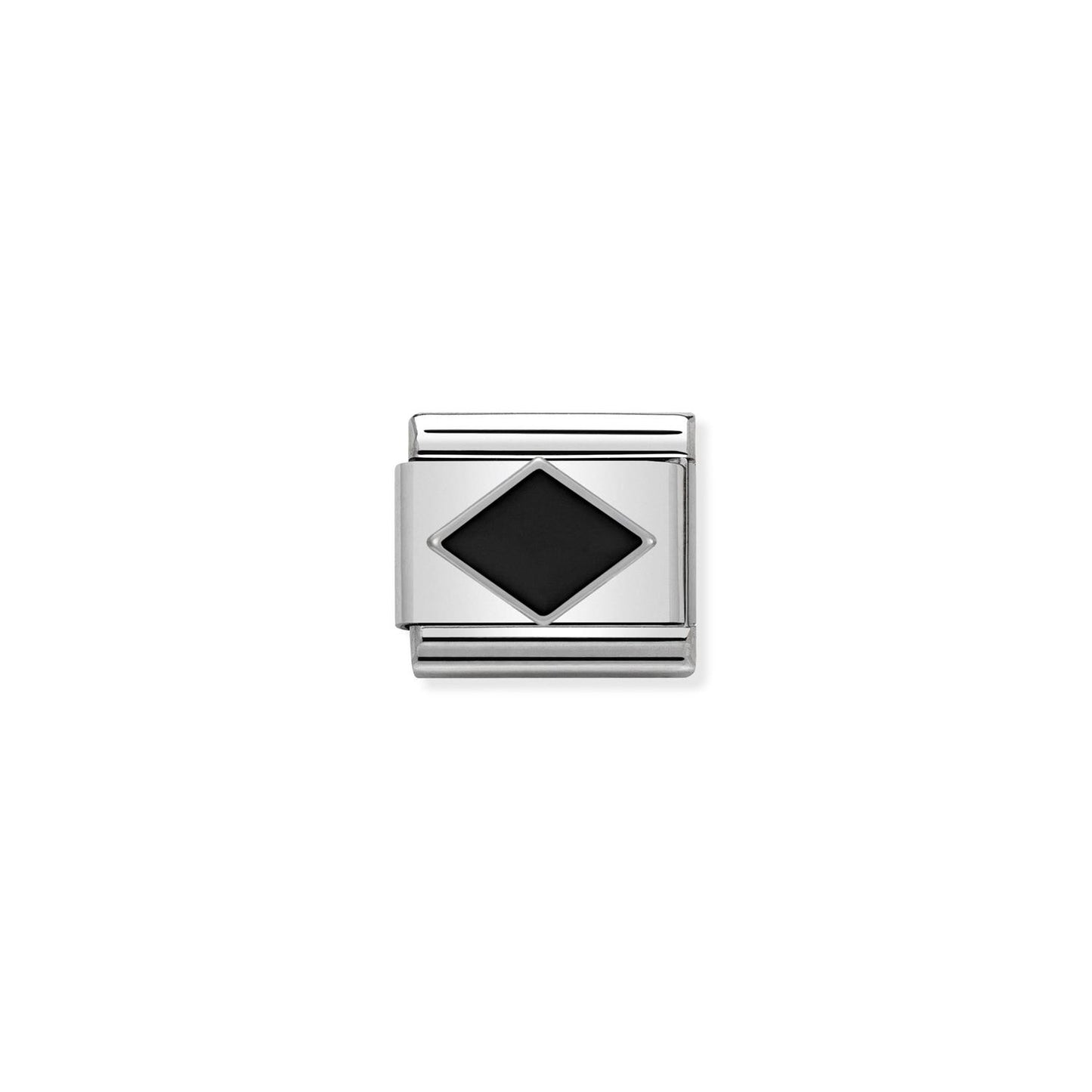 LINK, BLACK RHOMBUS IN SILVER AND ENAMEL