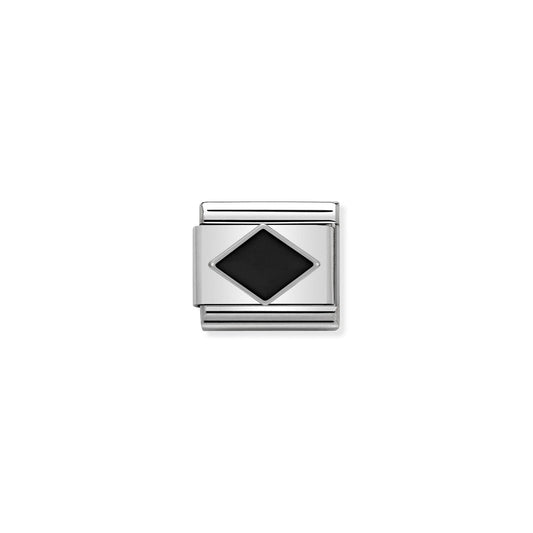 LINK, BLACK RHOMBUS IN SILVER AND ENAMEL