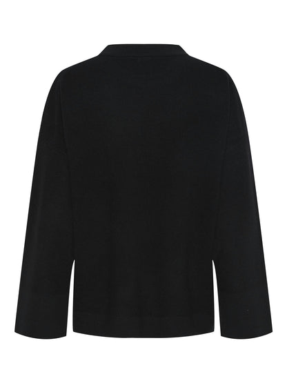 YASEMILIE O-NECK KNIT PULLOVER - BLACK