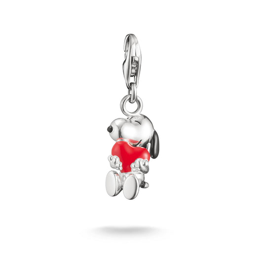Silver Charm Pendant Snoopy with Heart PEANUTS Original