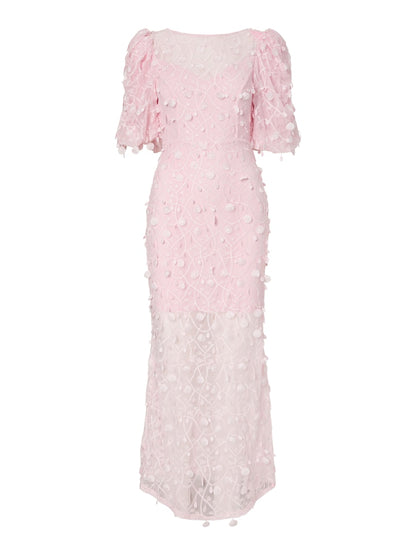 YASBEATE 2/4 PUFF ANKLE DRESS - BALLERINA
