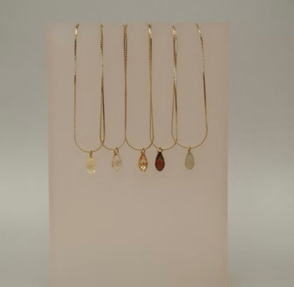 Dainty Pink Crystal Drop Necklace