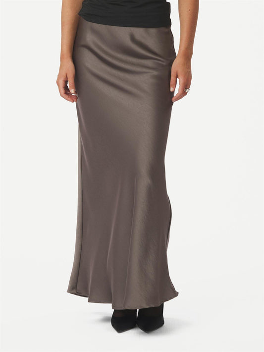 Vicky Heavy Sateen Skirt - Warm grey