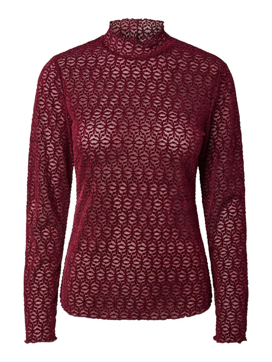 YASRUTH LS HIGHNECK TOP - RHUBARB