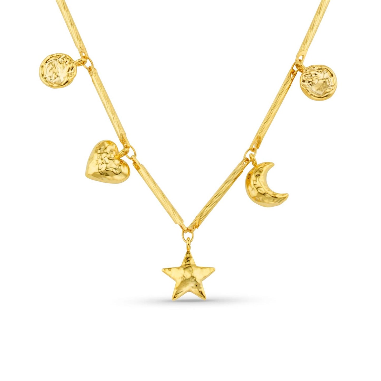 Bar Link & Molten Charm Necklace