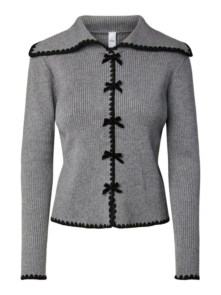 YASSONIA LS KNIT CARDIGAN S. - MEDIUM GREY MELANGE