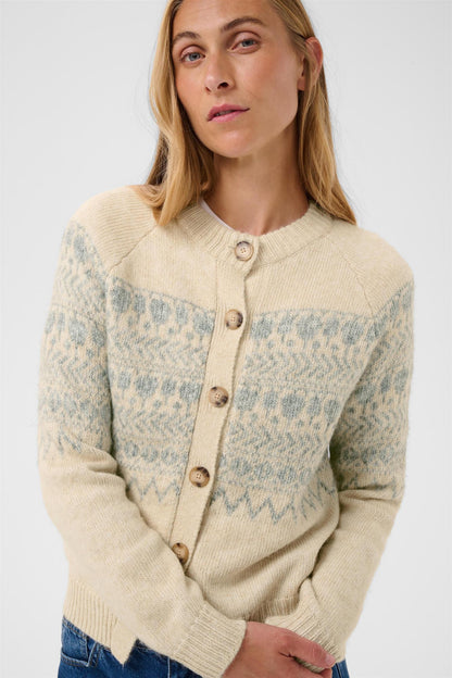 CharmainePW Cardigan - Whitecap/Grey Jaquard