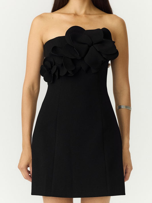 YASSHARMA BANDEAU DRESS S - BLACK