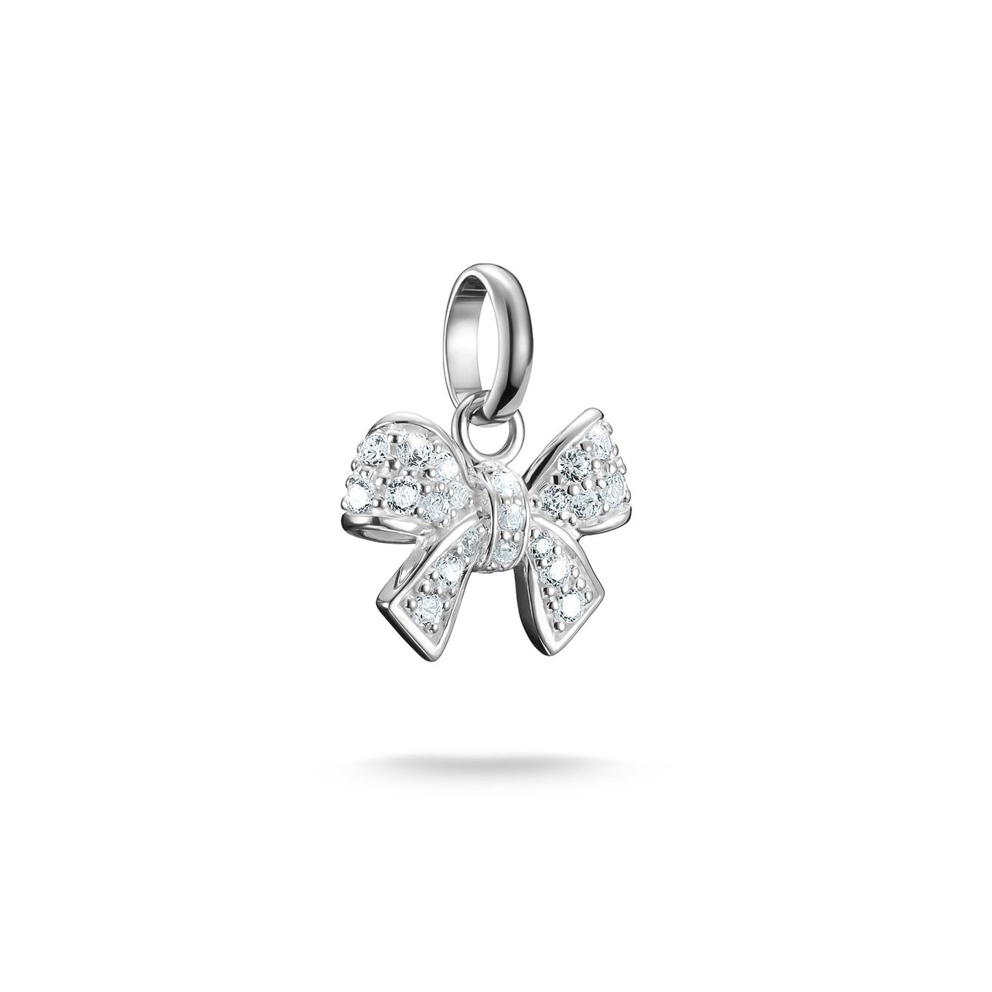 Charm Pendant Bow With Stones Connect Silver