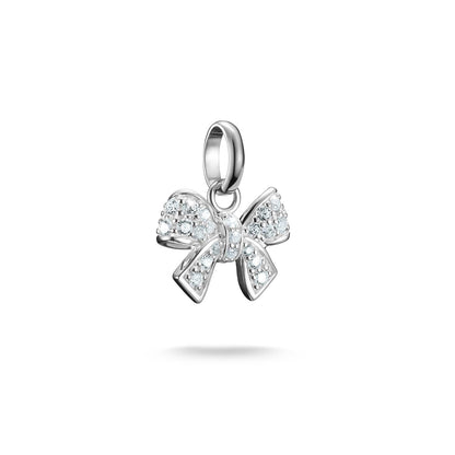 Charm Pendant Bow With Stones Connect Silver