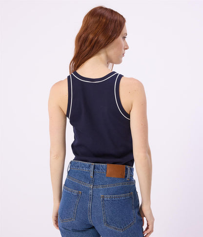 Tanktop Ribbed - Navy and White details