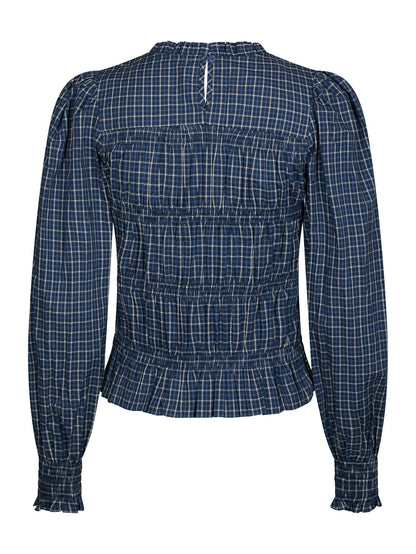Marcia Check Blouse - Blue