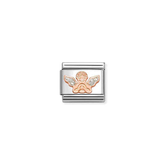 LINK, ANGEL IN ROSEGOLD WITH SILVER GLITTER