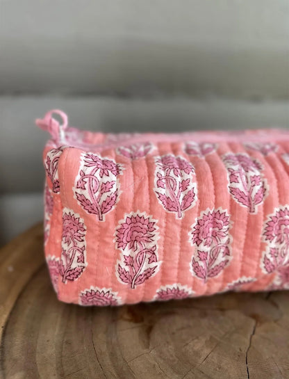Toalettmappe Blokktrykket - Clover Peach