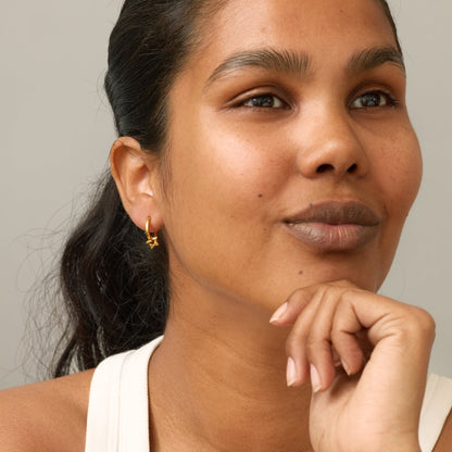 Enamel Tokens Star Hoops - Gold Plated