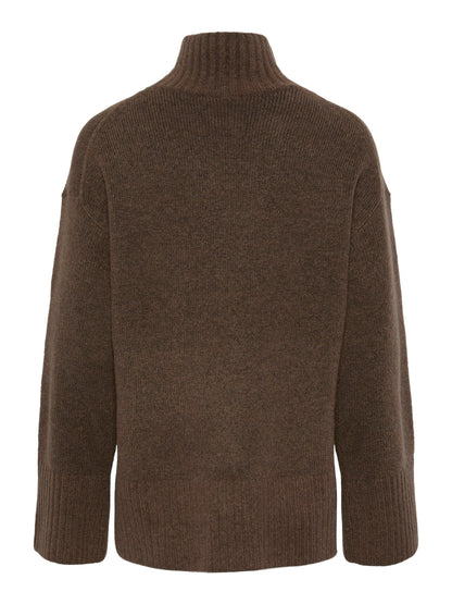 YASWARAV LS HIGH NECK KNIT PULLOVER - COFFEE QUARTZ