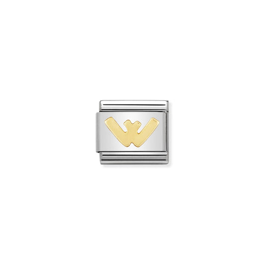 LINK, LETTER W IN YELLOW GOLD