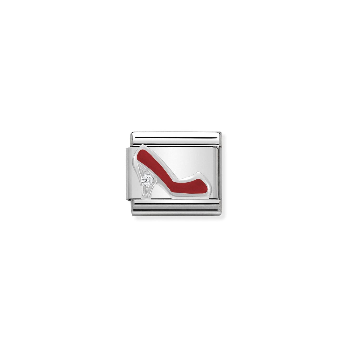 LINK, RED HEEL IN ENAMEL AND STONE