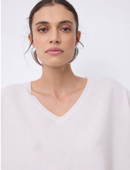 Aimee Cashmere V-Neck - Ecru
