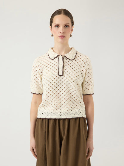 YASLINGO SS KNIT POLO TOP