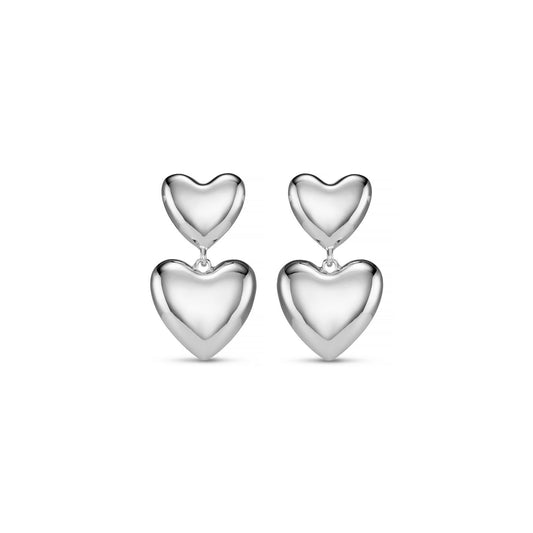 Statement Voluminous Heart Silver Earrings