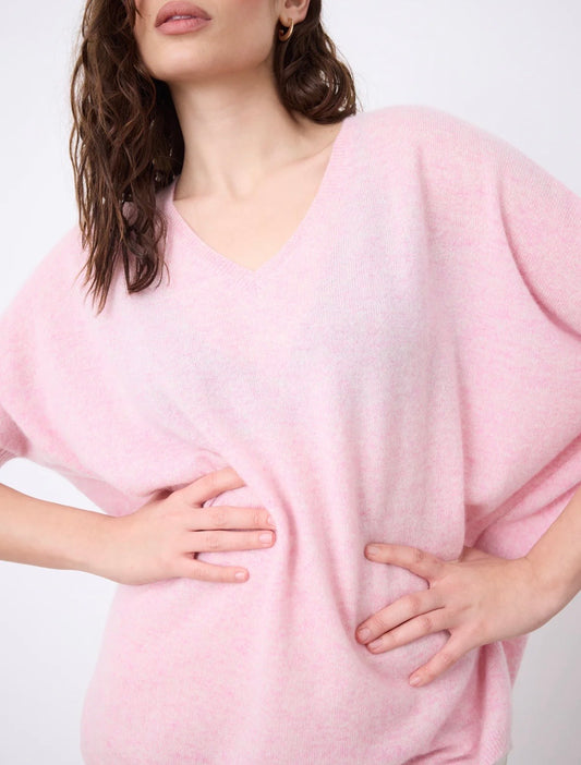 Aimee Cashmere V-Neck - Pivoine