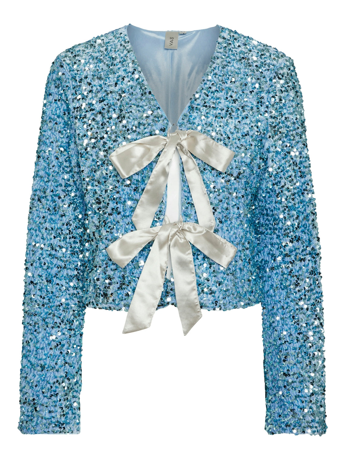 YASCLARINA LS REVERSE BOW CARDIGAN - CLEAR SKY