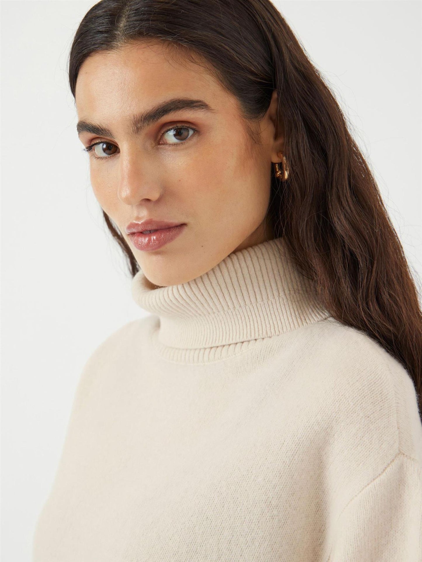 YASEMILIA 2/4 ROLL NECK KNIT PULLOVER - SANDSHELL