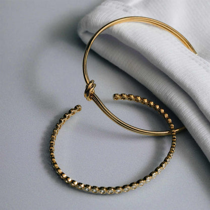 Linear Knot & Crystal Bangle 2 pack