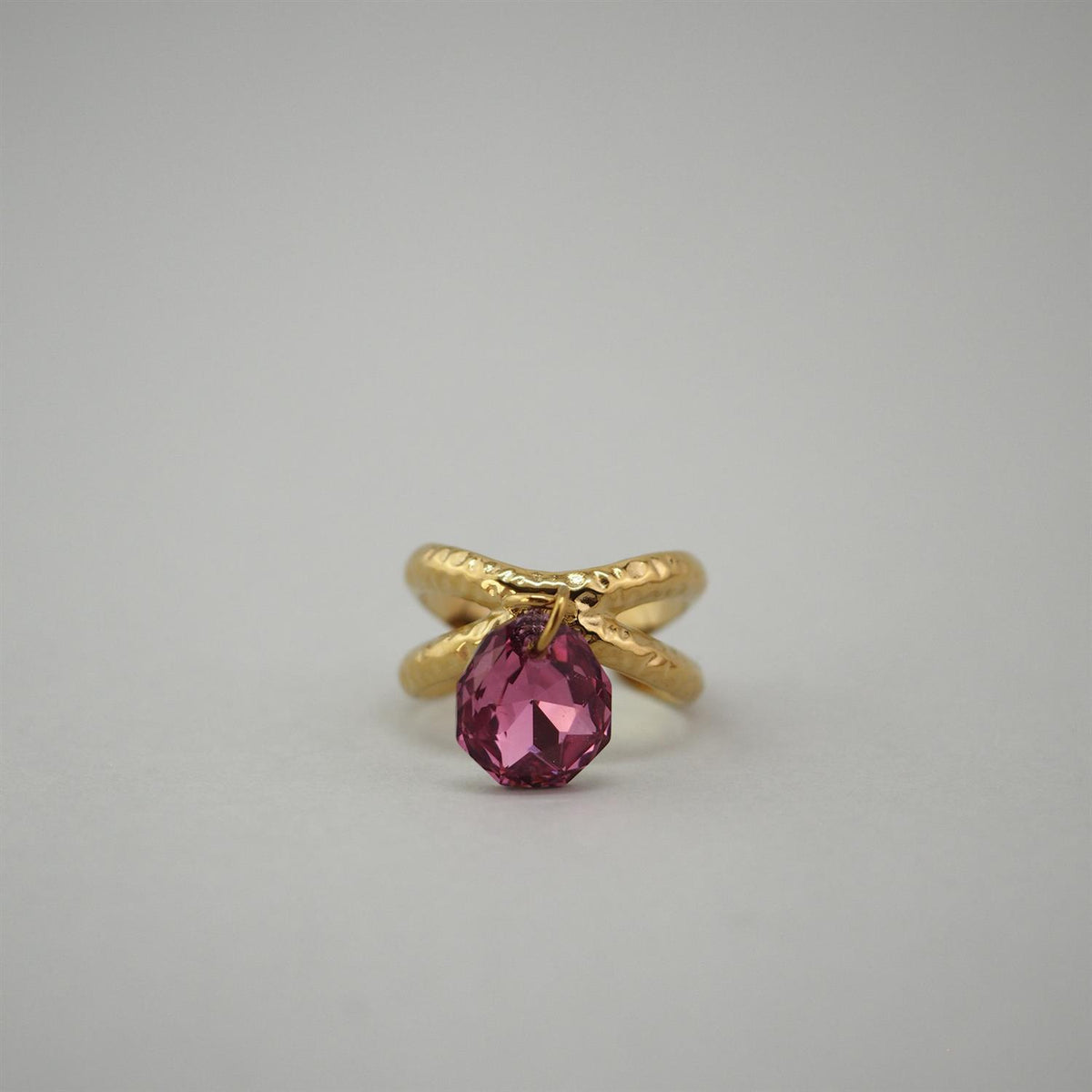 Cross Band Bold Pink Ring