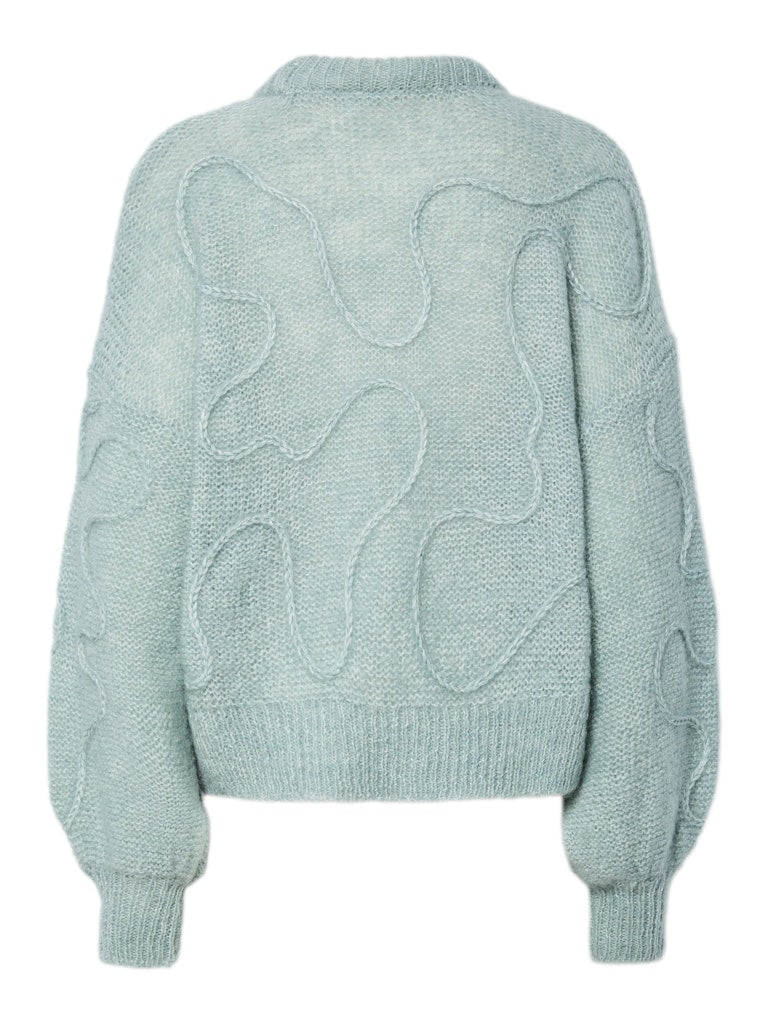 YASBRIDA LS WOOL BLEND KNIT PULLOVER - SILVER BLUE