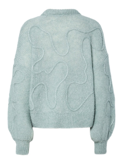 YASBRIDA LS WOOL BLEND KNIT PULLOVER - SILVER BLUE