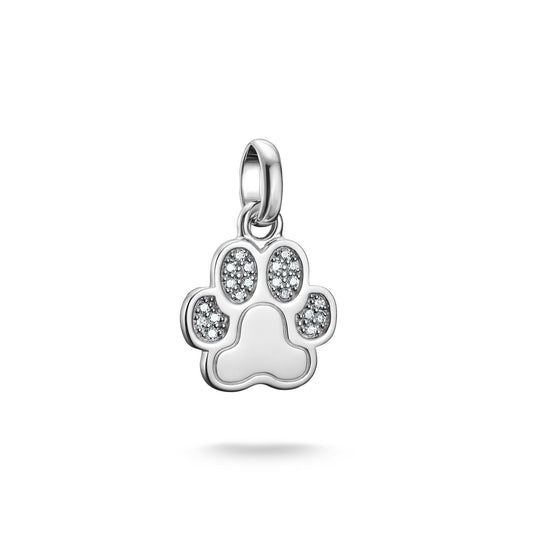 Charm Pendant Paw With Stones Connect Silver