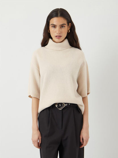 YASEMILIA 2/4 ROLL NECK KNIT PULLOVER - SANDSHELL