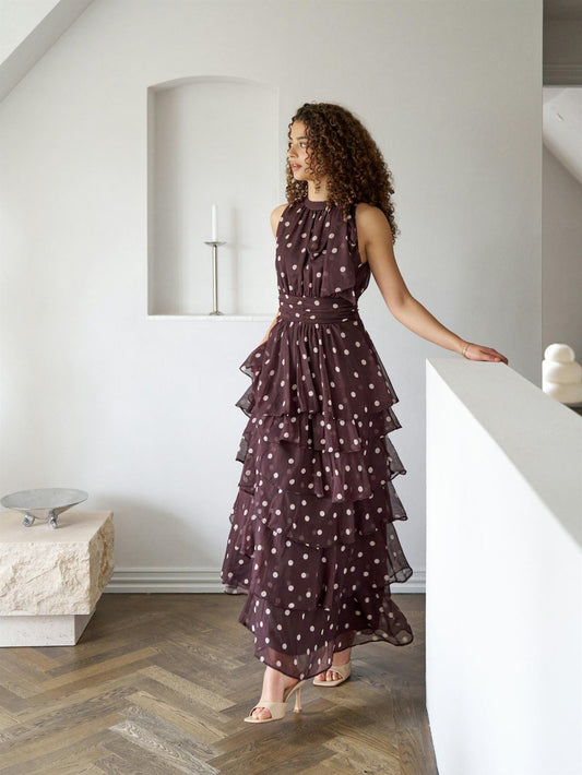 Marli Big Dot Dress - Brown