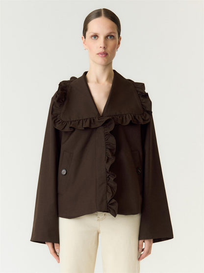 YASELSIA LS SHORT TRENCHCOAT - COFFE BEAN