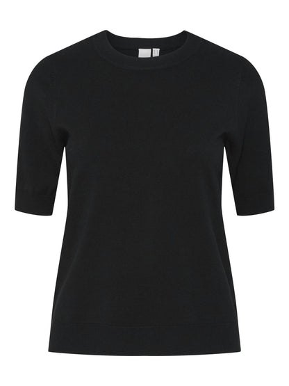 YASLENA SS KNIT TOP - BLACK