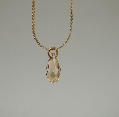 Dainty Champagne Crystal Drop Necklace