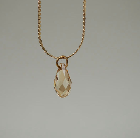Dainty Champagne Crystal Drop Necklace