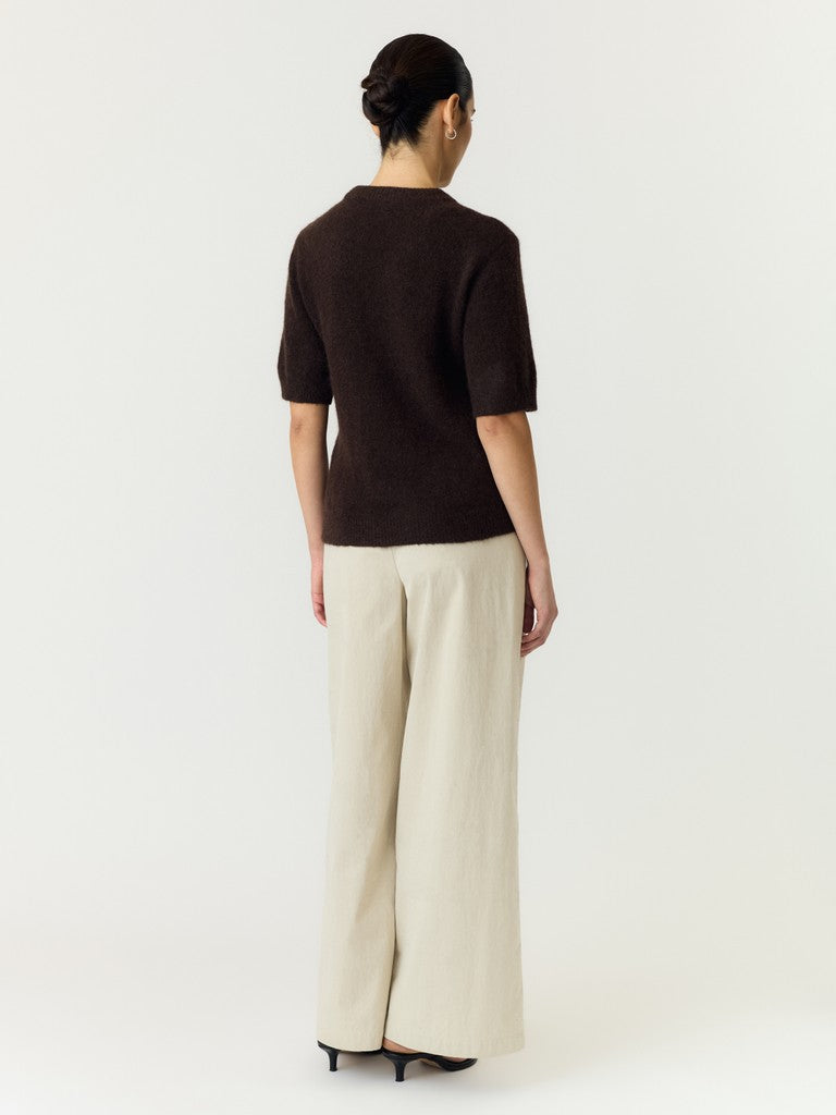 YASJOHI SS WOOL BLEND PULLOVER - COFFEE BEAN