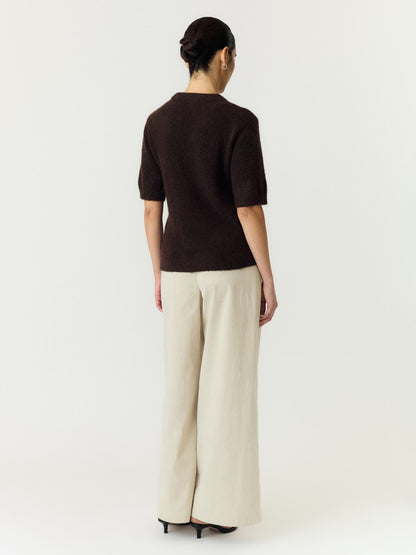 YASJOHI SS WOOL BLEND PULLOVER - COFFEE BEAN